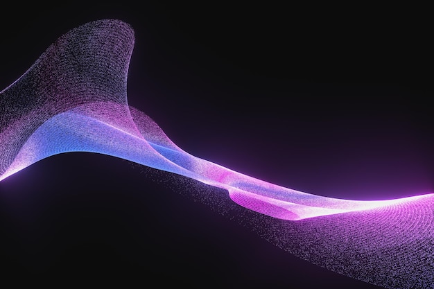 Paarse neondeeltjes met donkere achtergrond 3D-rendering