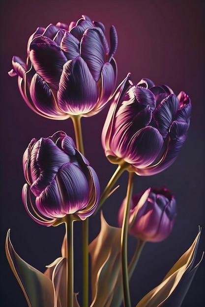 Paarse tulpen op donkere achtergrond
