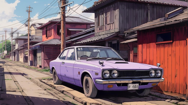 paarse vintage auto