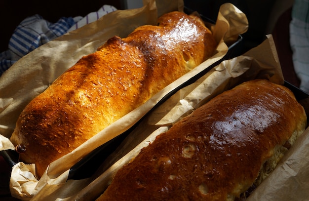 Paasbrood. Traditioneel zoet brood voor Kerstmis of Pasen