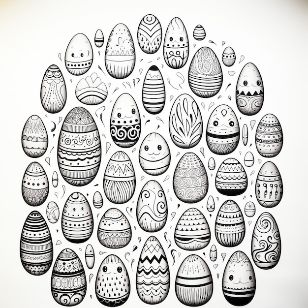 Foto paaseieren kleurige bloemen grafische decoratie voor paasviering symbolen vector realistische eieren collectie