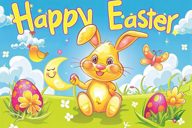 Paasgroeten schattige clip art met zinnen als Happy Easter