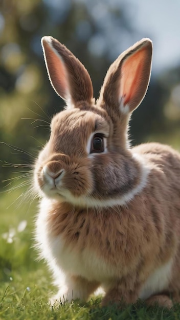 Foto paashaas op het gras.