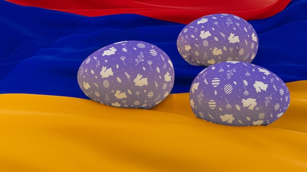 Paasposter en spandoek Happy Easter Armenië Eieren op de vlag Armenië achtergrond