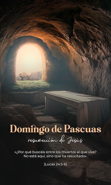 Foto paaszondag opstanding van jezus christus in de heilige week hij is opgestaan leeg graf in het spaans
