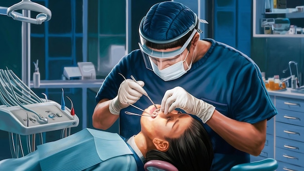 Photo pacient in dental clinic while operation