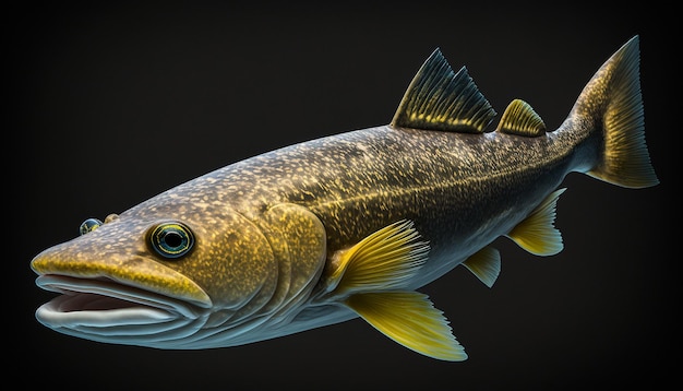 Pacific cod sea walleyes haddock fish AI Generated