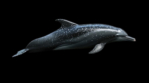 Pacific Spotted Dolphin in the solid black background