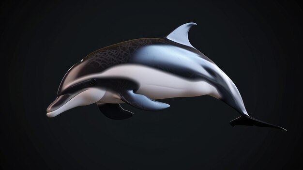 Photo pacific whitesided dolphin in the solid black background