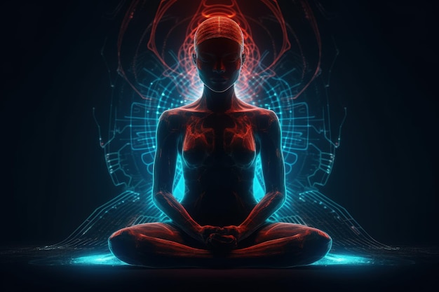 精神性を鎮める瞑想と精神的な実践の概念意識チャクラとアストラル体の活性化の拡大神秘的なインスピレーション画像チャクラ人間