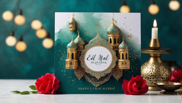 Foto pacchetto di 10 cartoline eid a due lati senza busta cartoline eid mubarak inviti islamici per le feste
