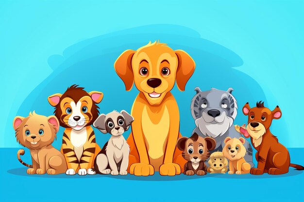 Pack of animals in childrens style