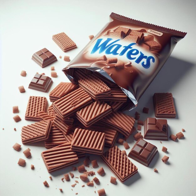 Photo a pack of chocolate wafers