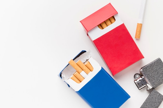 Pack of cigarettes with lighter