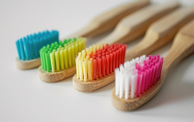  ⁇  de Cepillos de Dientes de Bambu con Mangos Coloridos y Cerdas Medianas