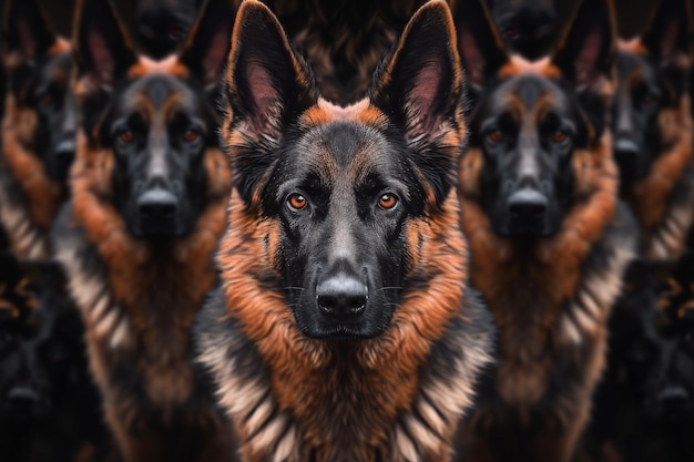 Pack Of German Shepherd Dogs