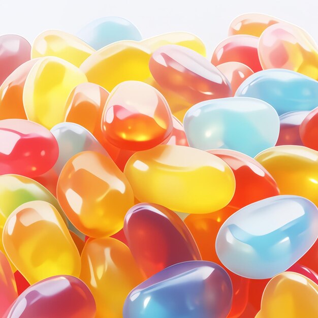 A pack of sugary jelly beans isolated background hyper realistic ultra
