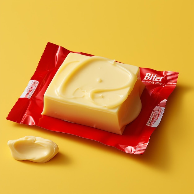 a package of butter with a white bar of butter in it.