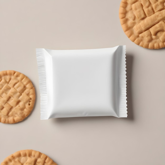 Foto un pacchetto di cracker con un involucro bianco che dice 