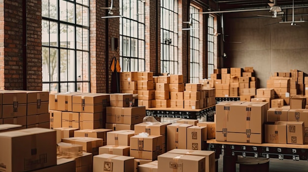 Package shipping fulfillment center logistiek en e-commerce opslag