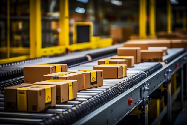 packages boxes traverse the conveyor belt showcases the effectiveness of automation technology