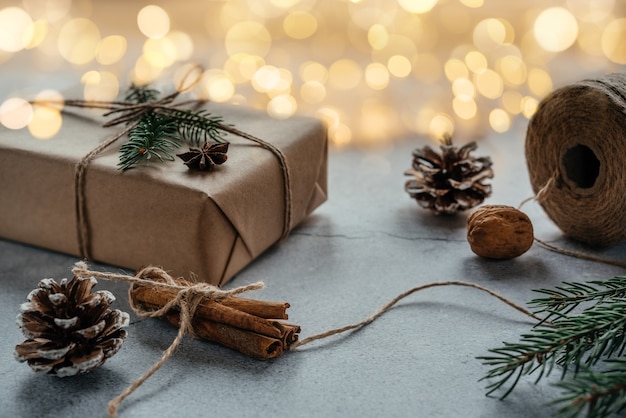 Packaging of Christmas gifts with eco friendly natural materials