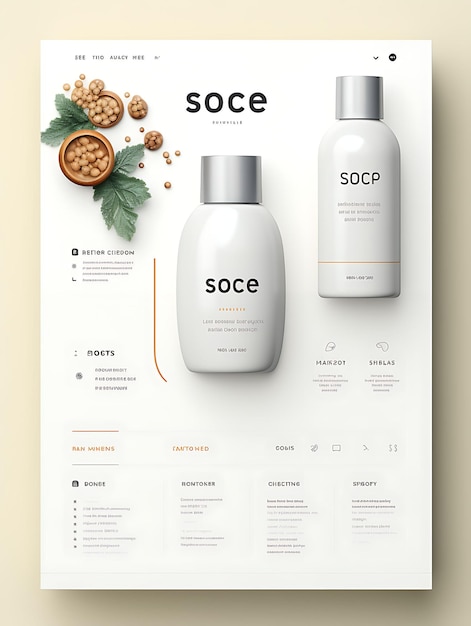 Photo packaging of hair conditioner bottle with a sleek white box minimalist co web layout figma design