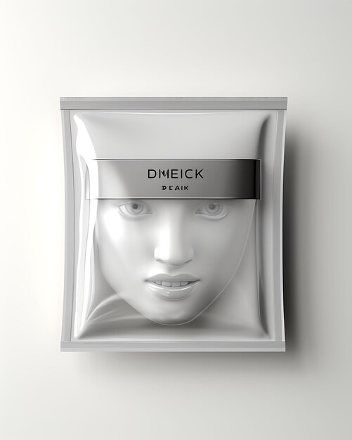 Фото Упаковка роскошной маски для лица в серебряной сумке чистый и минималистский дизайн веб-дизайна figma