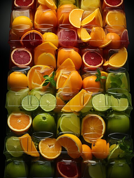 Packaging photoshoot of a 12pack of fruit juice pouches arranged in a pyra creative design set