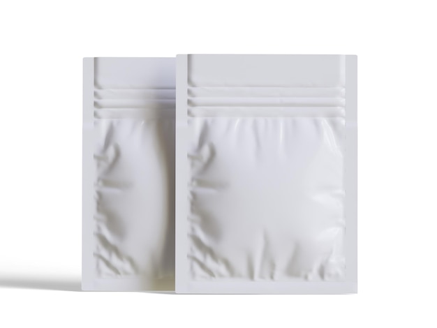 packaging sachet white color realistic texture rendering 3d illustration