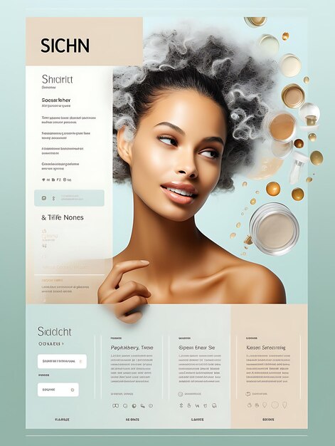 Photo packaging of skincare consultation platform calming and serene color sche web layout figma design