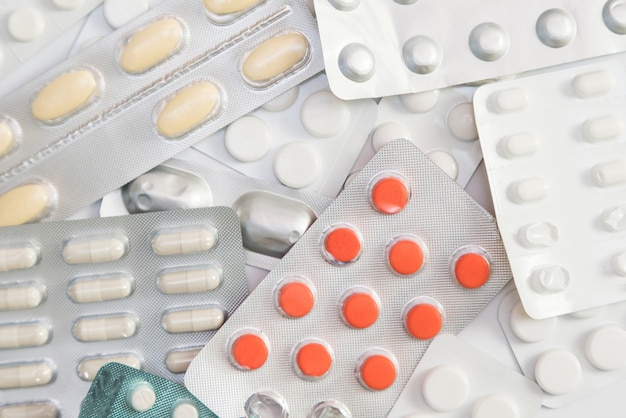 Packaging of tablets and pills, drug prescription for treatment medication