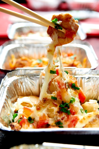 packed baked dumplings in containers