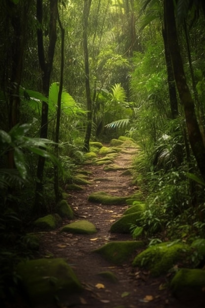 Pad door het junglebehang