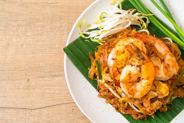 Pad Thai - stir-fried rice noodles with 
shrimp - Thai food style