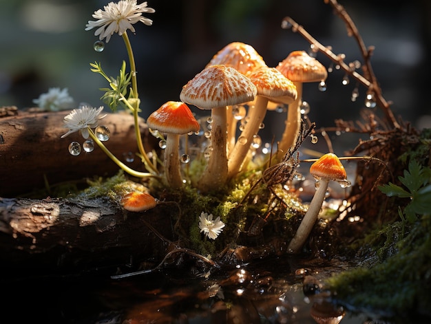 Paddenstoelen in de dauw Generatieve AI