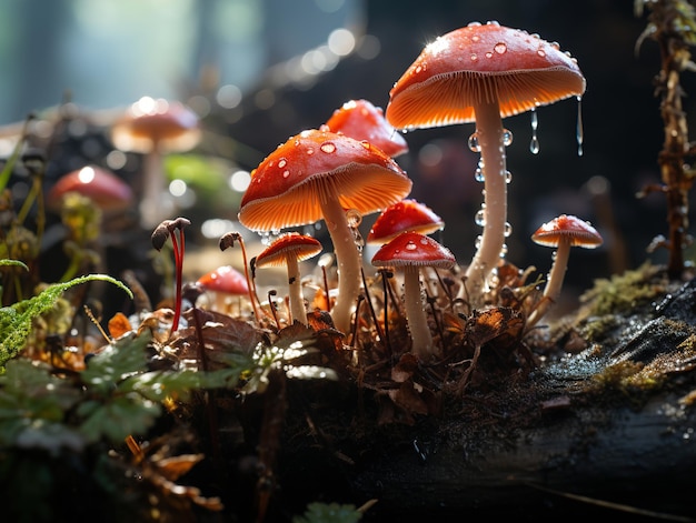 Paddenstoelen in de dauw Generatieve AI