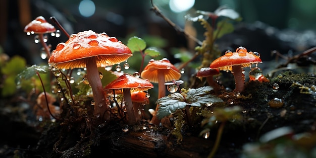 Paddenstoelen in de dauw Generatieve AI