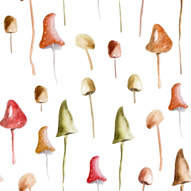 Paddestoelen aquarel naadloos patroon