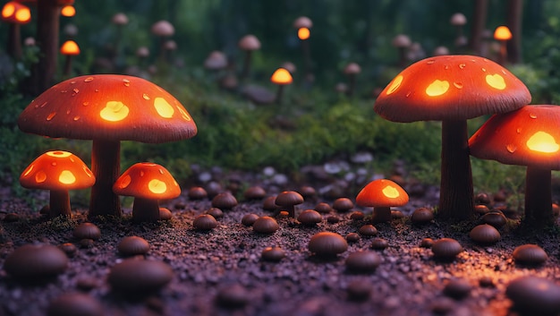 paddestoelen in bos halloween wonderland