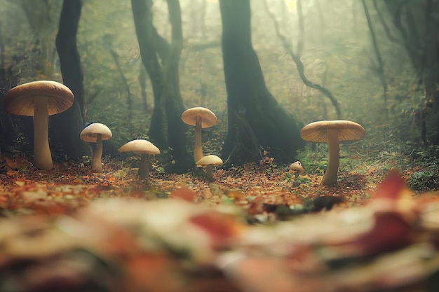 Paddestoelen in herfst bos