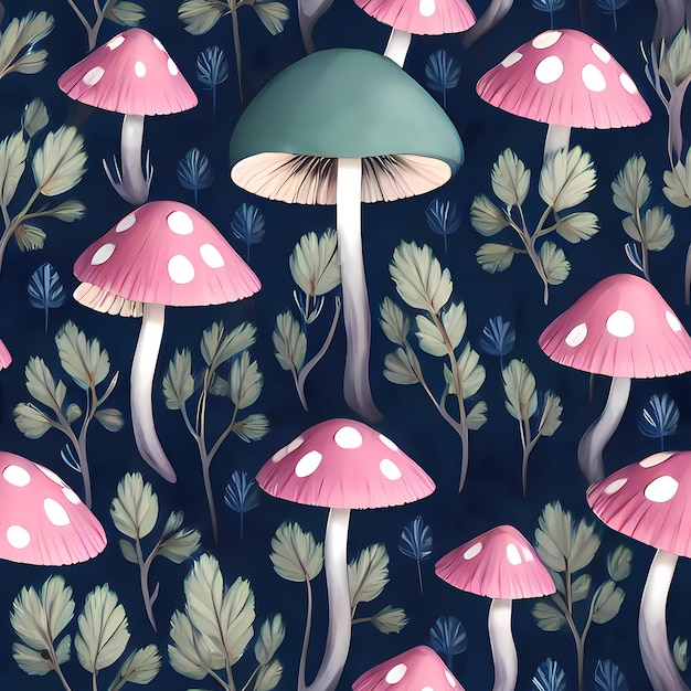 Paddestoelen Naadloos Herhaalpatroon voor kinderontwerpen stof print oppervlak ontwerp verpakking schattig