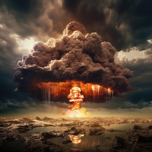 Foto paddestoelwolk van een nucleaire explosie