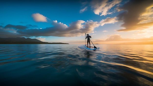 Paddleboarding Adventures Gliding on Tranquil Waters Ai Generative
