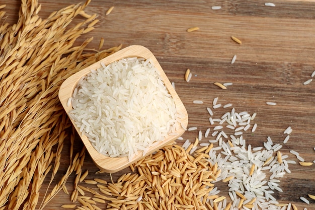 Foto paddy en witte rijst