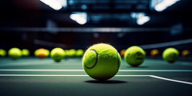 padel balls on the court Created with generative AI technology