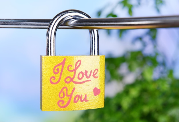 Photo padlock on bright background