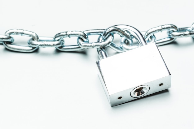 The padlock and chains isolated