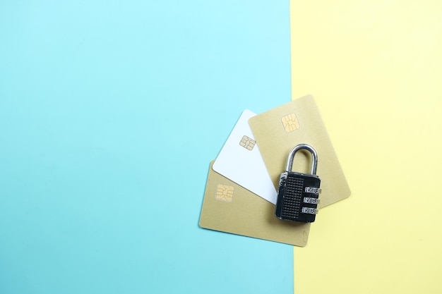 Padlock on credit card Internet data privacy information security concept