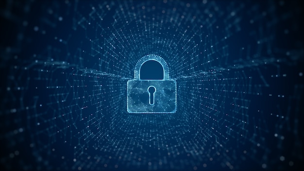 Lucchetto per la sicurezza informatica dei dati digitali protezione della rete dei dati digitali